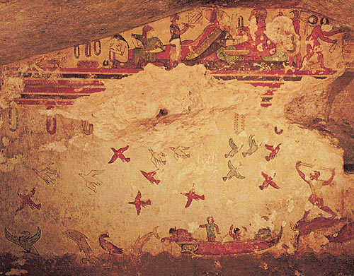 Roman and Etruscan Wall Paintings of the Tarquinia Tombs and Pompeii -  fresco, Second Pompeian Style, Boscoreale, artifacts